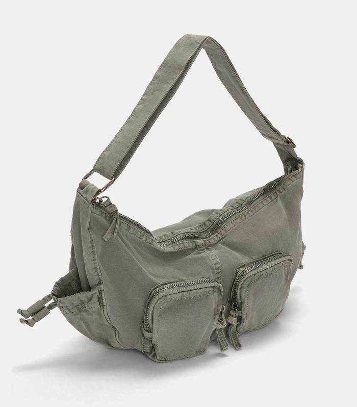 Canvas half-moon shoulder bag